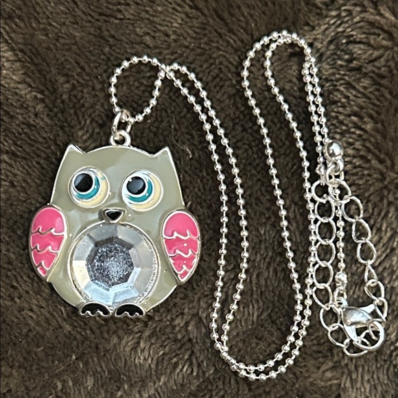 Jewelry - Owl Pendant Necklace with Pink Wings